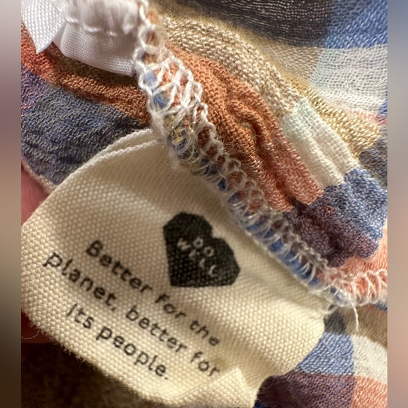 Madewell Women's V-Neck Shoulder-Ruffle Top in Plaid size S EUC - Picture 4 of 4